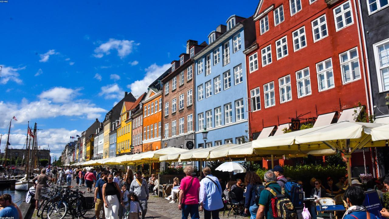 Coloured townhouses along Copenhagen's Nyhavn canal.